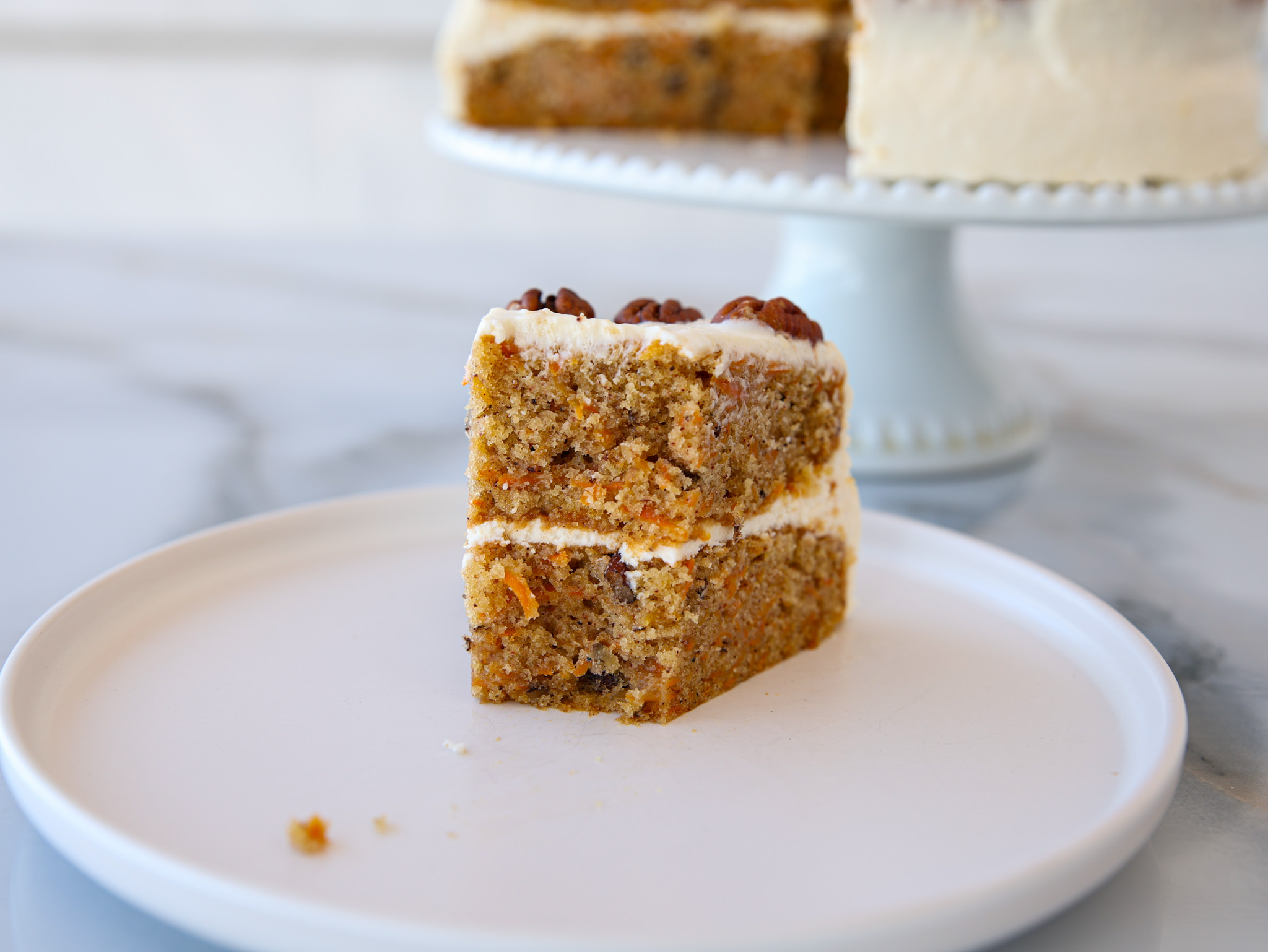 a slice of homemade moist carrot cake