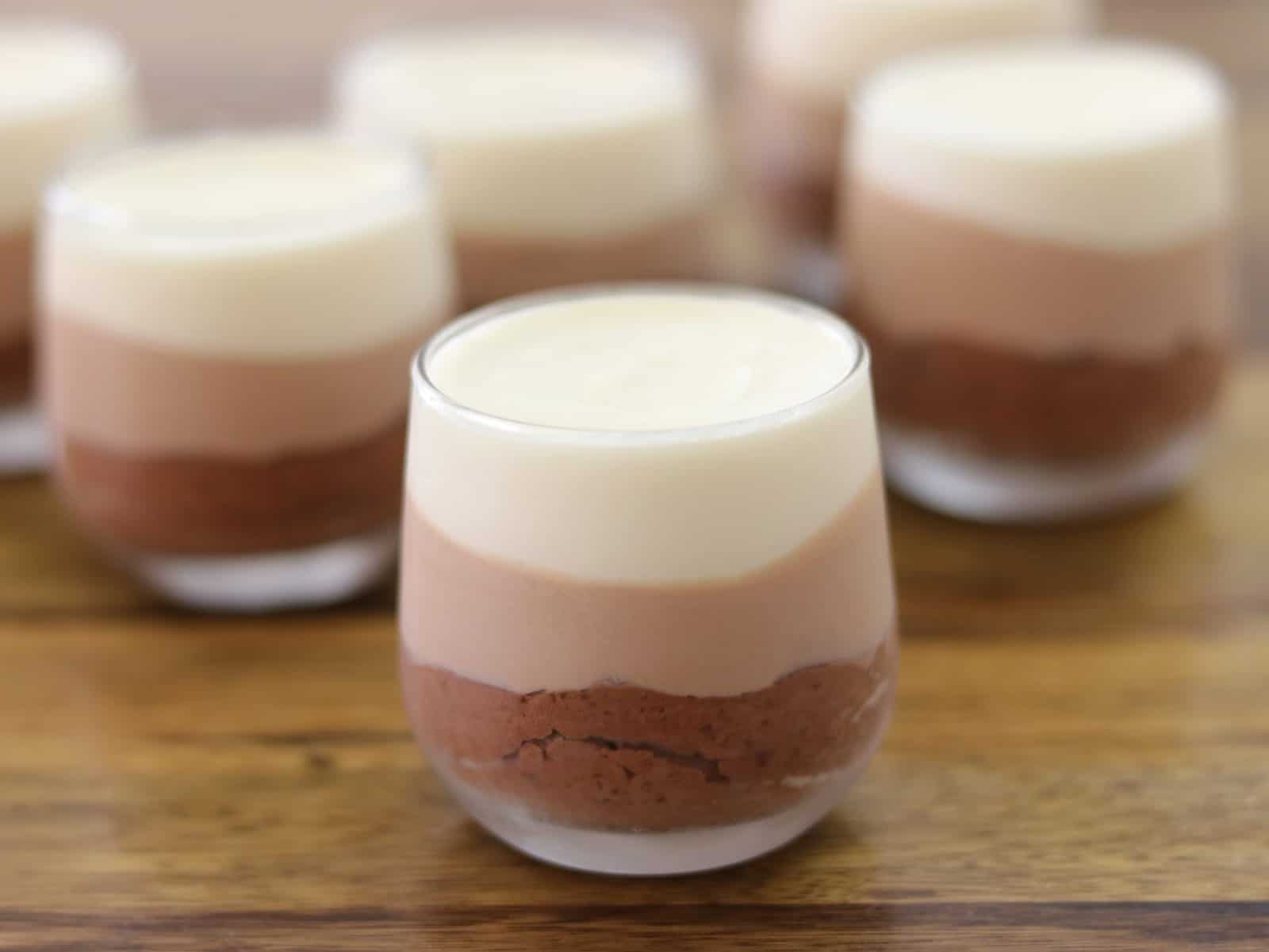 triple chocolate mousse in a glass