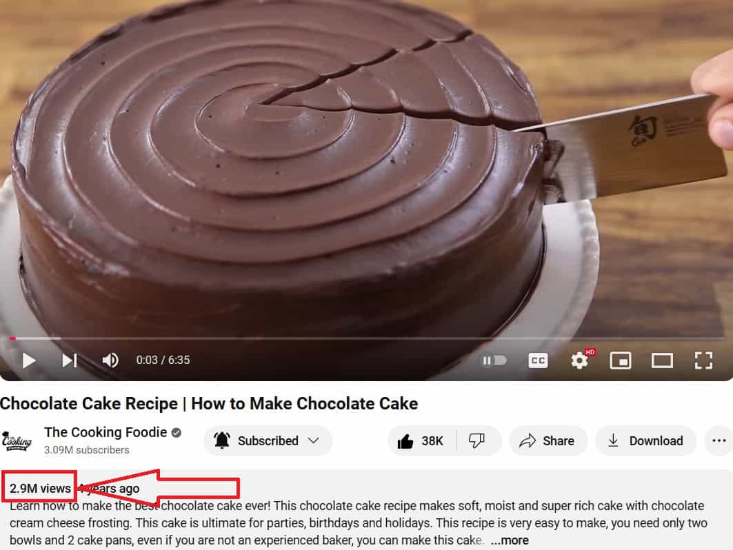 a screenshot from the cooking foodie's YT channel