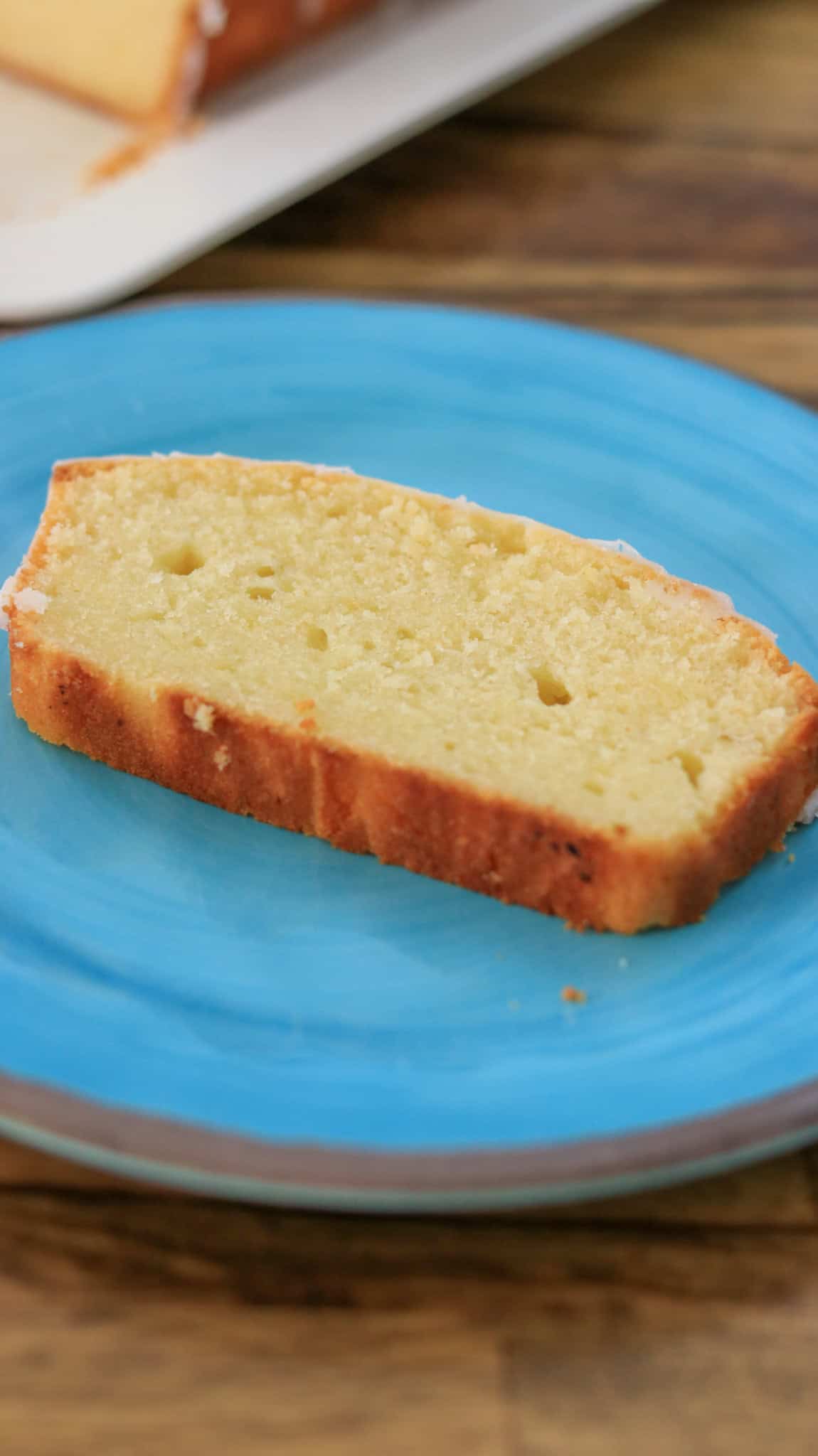 a slice of moist lemon cake