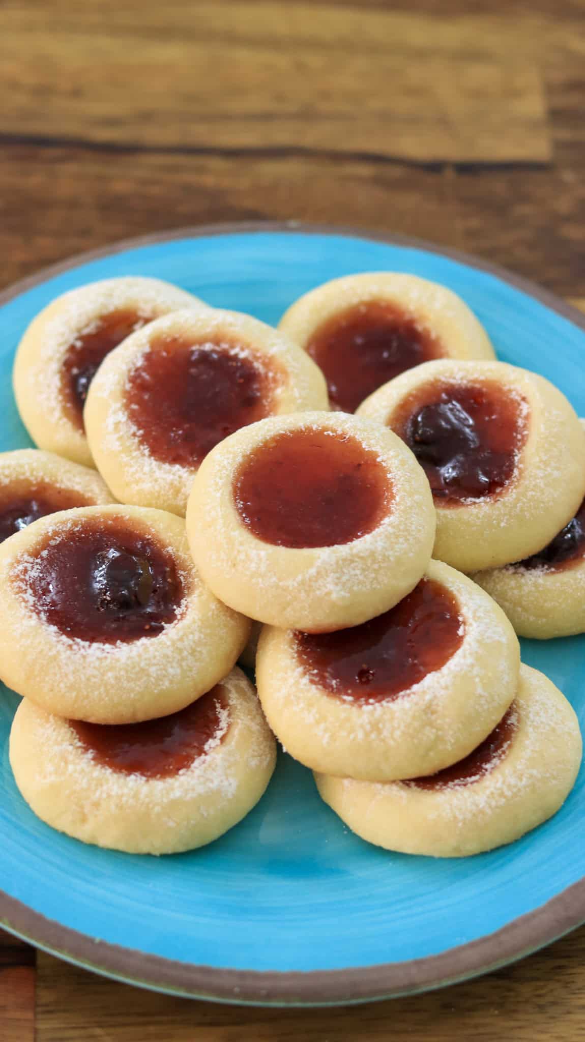 thumbprint cookies a blue plate