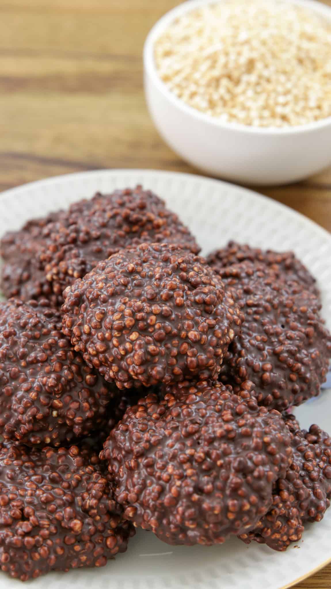 A plate of chocolate quinoa cookies. 