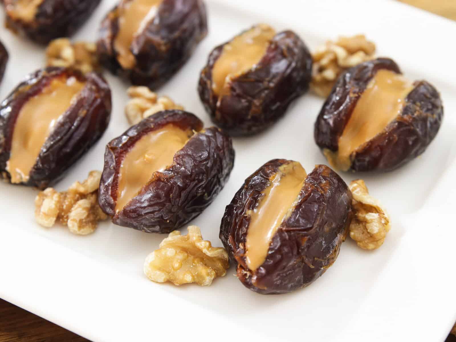 dates stuffed with walnuts and peanut butter