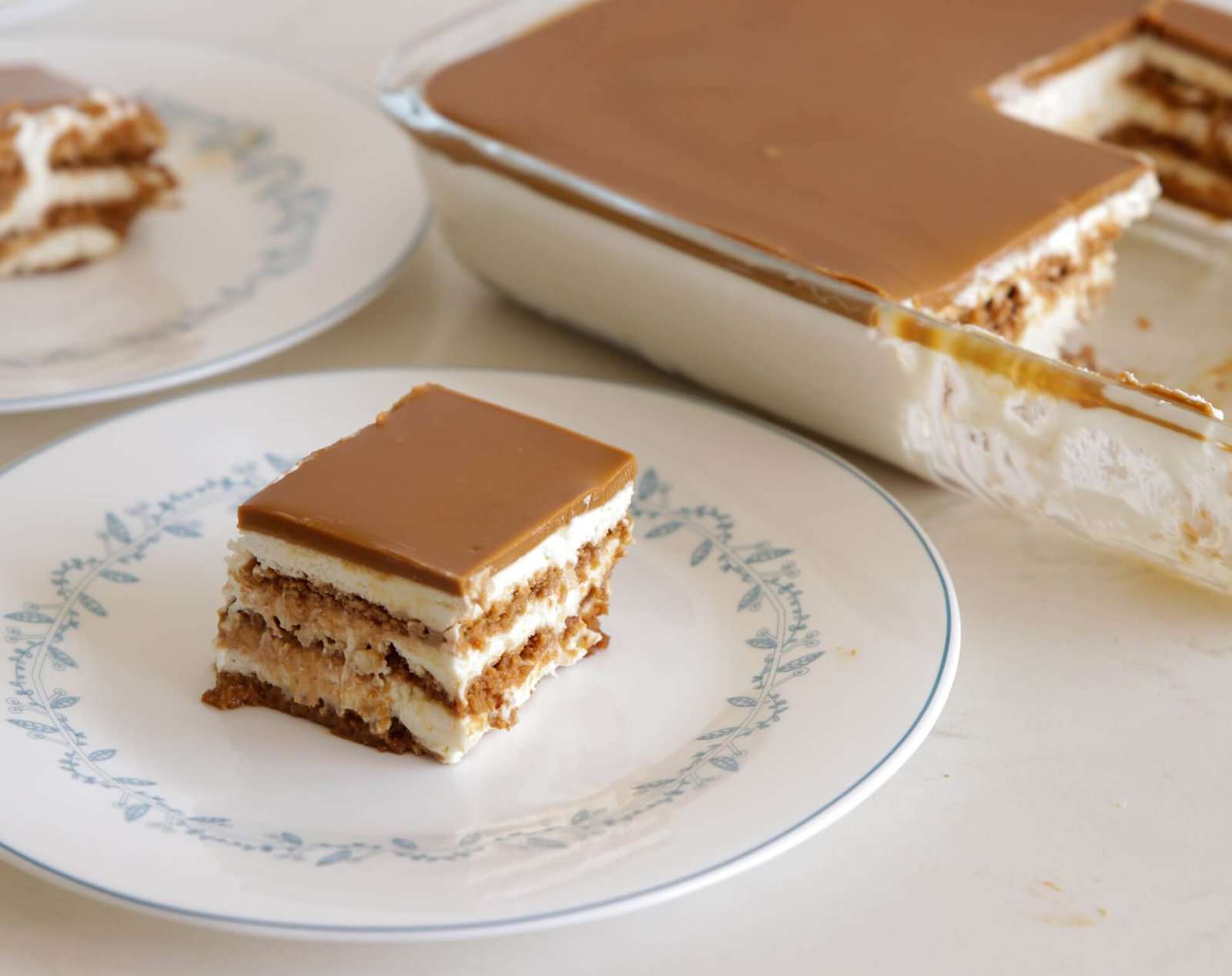 a slice of a Biscoff cake