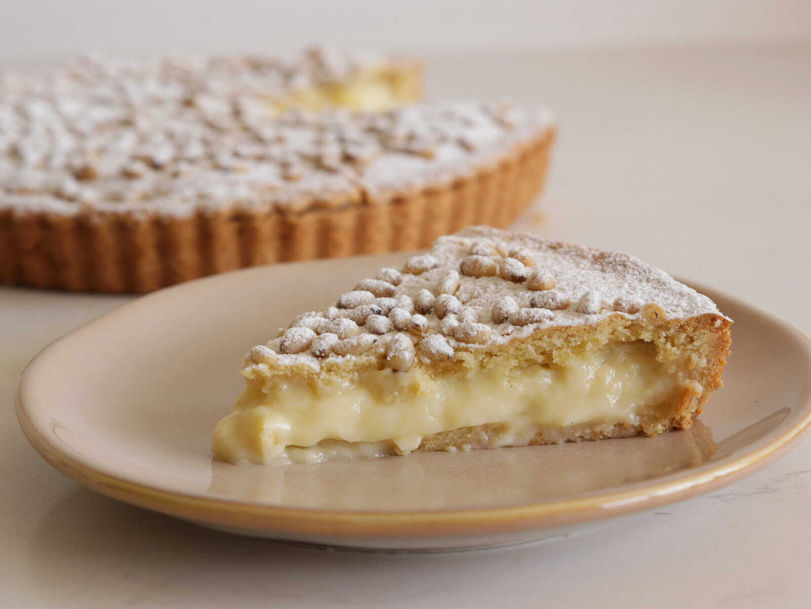 Torta Della Nonna with a creamy filling