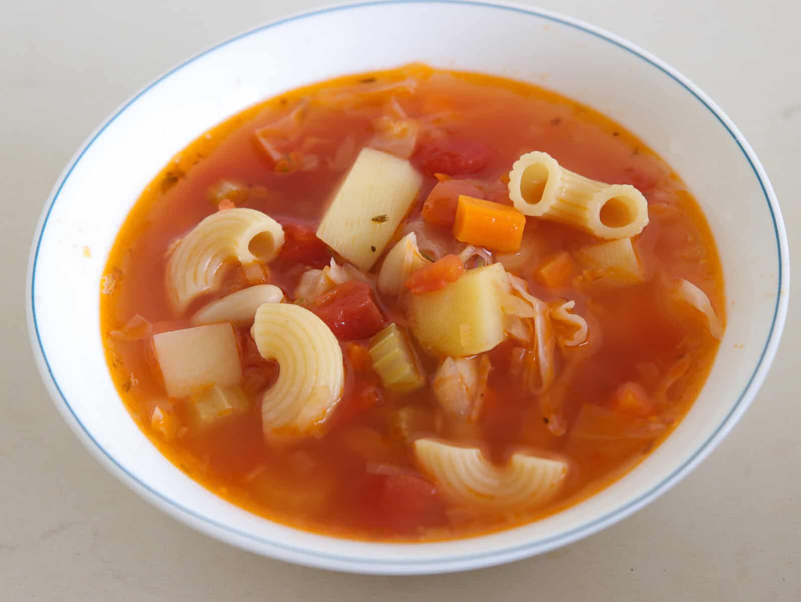 a bowl of homemade easy minestrone soup