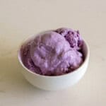 a portion of a beautiful blueberry cottage cheese ice cream
