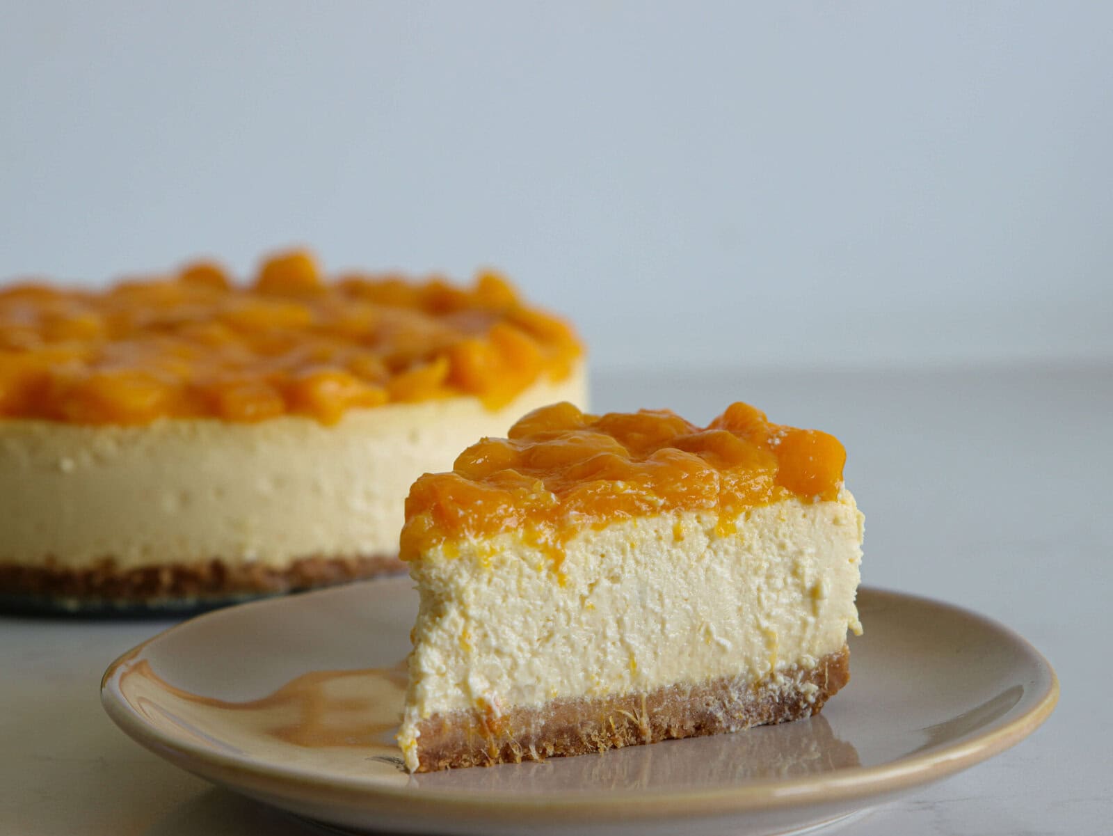 homemade mango cheesecake