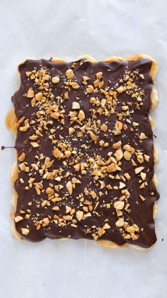 Frozen chocolate banana and peanut butter bark