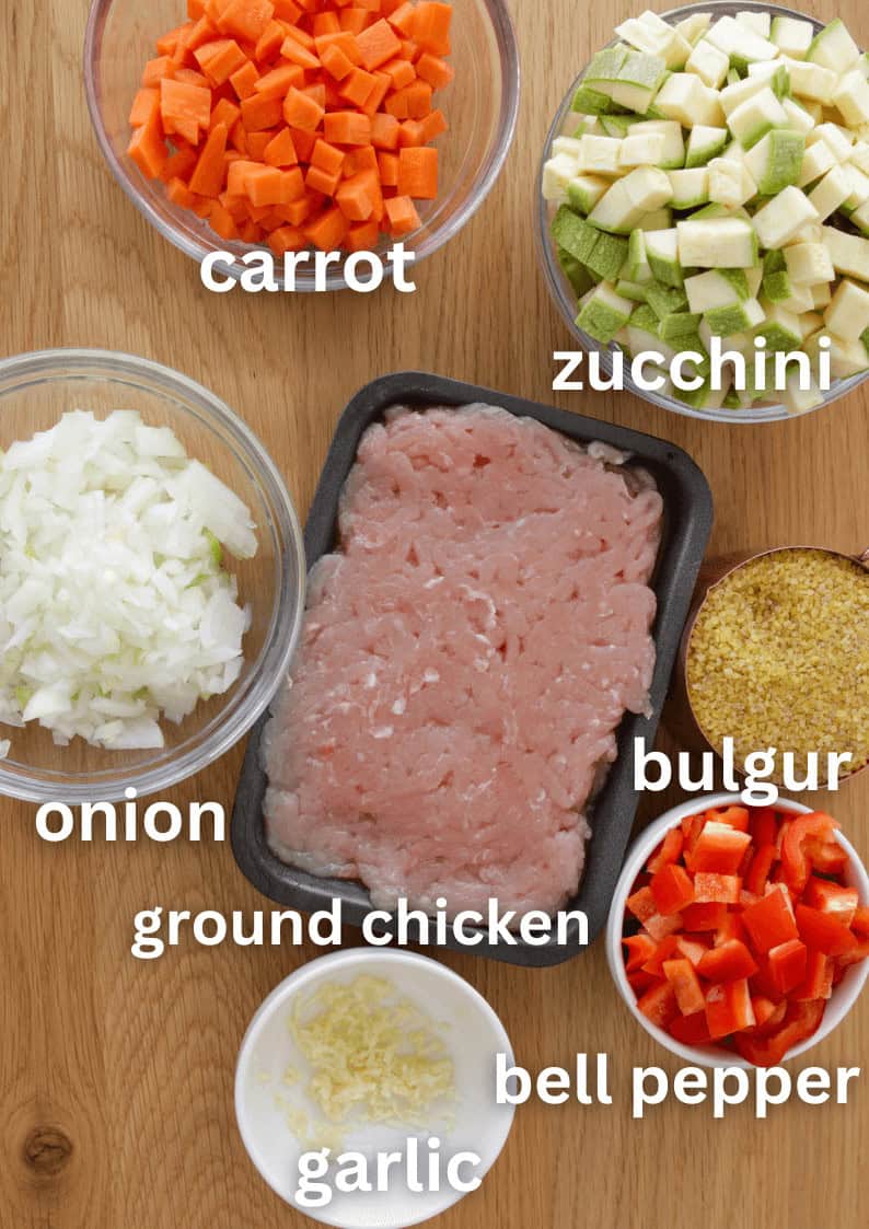 ingredients for chicken and bulgur