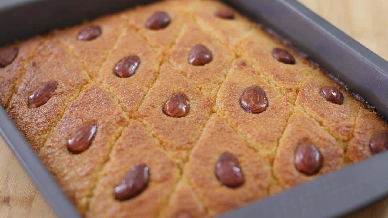 Basbousa Recipe (Semolina Cake)