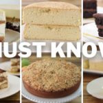 A collage of six different cakes, including a cheesecake topped with cherries, a plain sponge cake, a slice of chocolate cake, tiramisu, a crumb-topped cake, and a Tres Leches cake. The words "MUST KNOW" are overlaid in bold white letters.