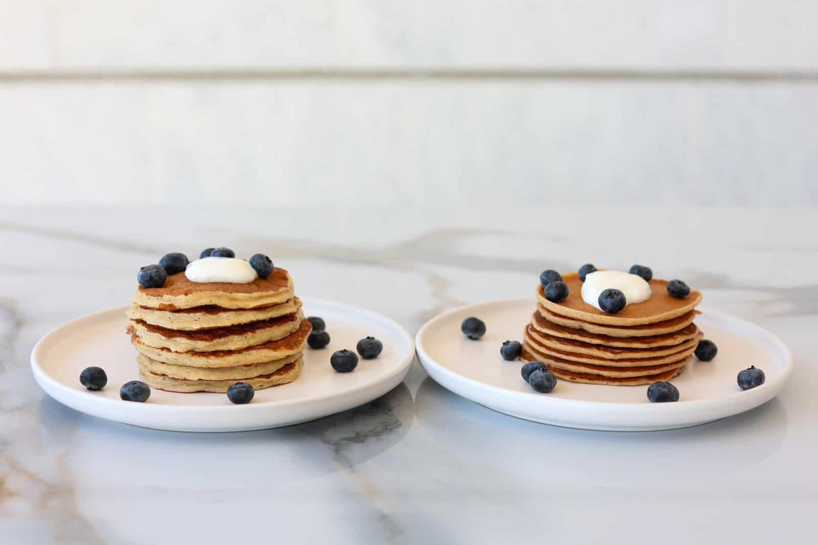 oatmeal cottage cheese pancakes and spelt flour cottage cheese pancakes