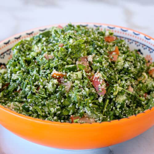 Lebanese tabbouleh salad with fresh parsley, bulgur, and a zesty lemon dressing. Perfect for a healthy, vegan, and refreshing side dish!