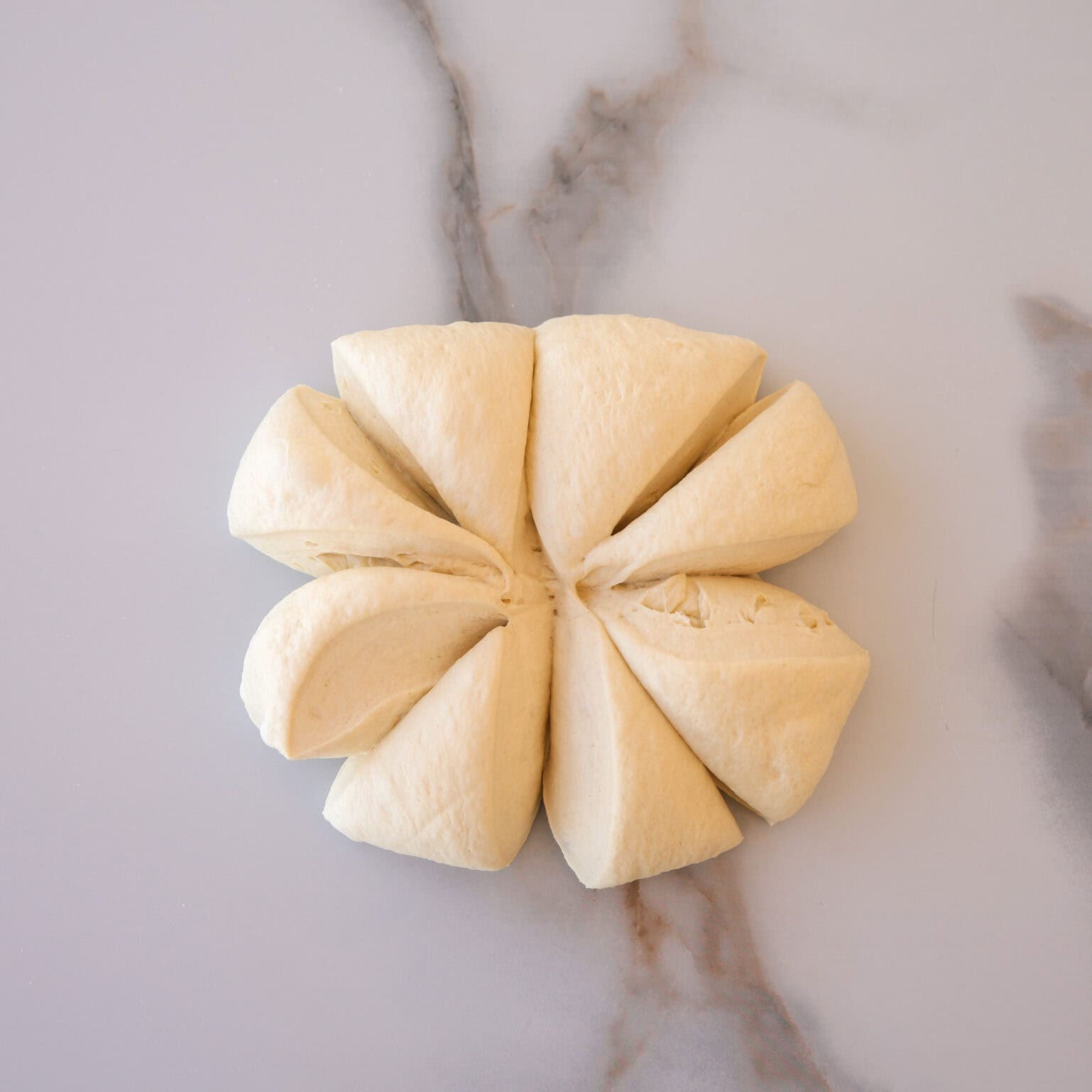 pita dough divided into 8 parts