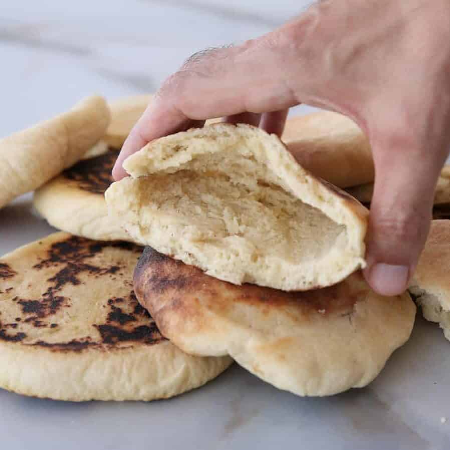 homemade pita bread with a beautiful pocket