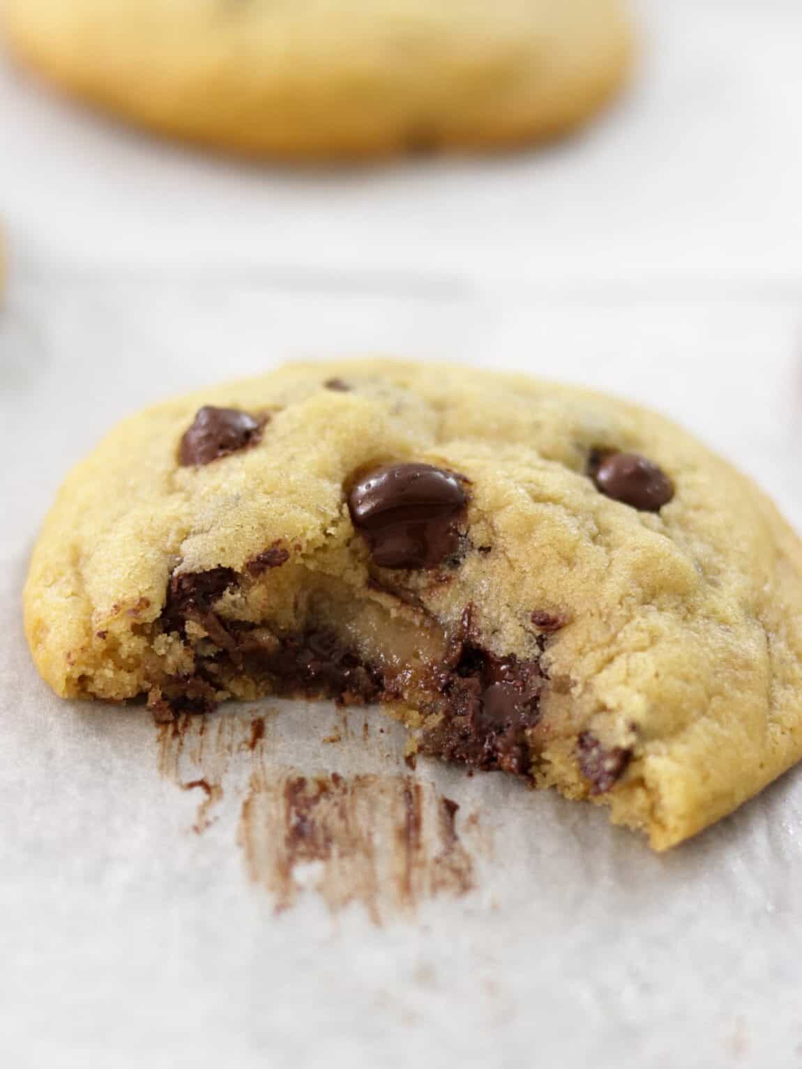 sot chocolate chip cokies on a baking tray