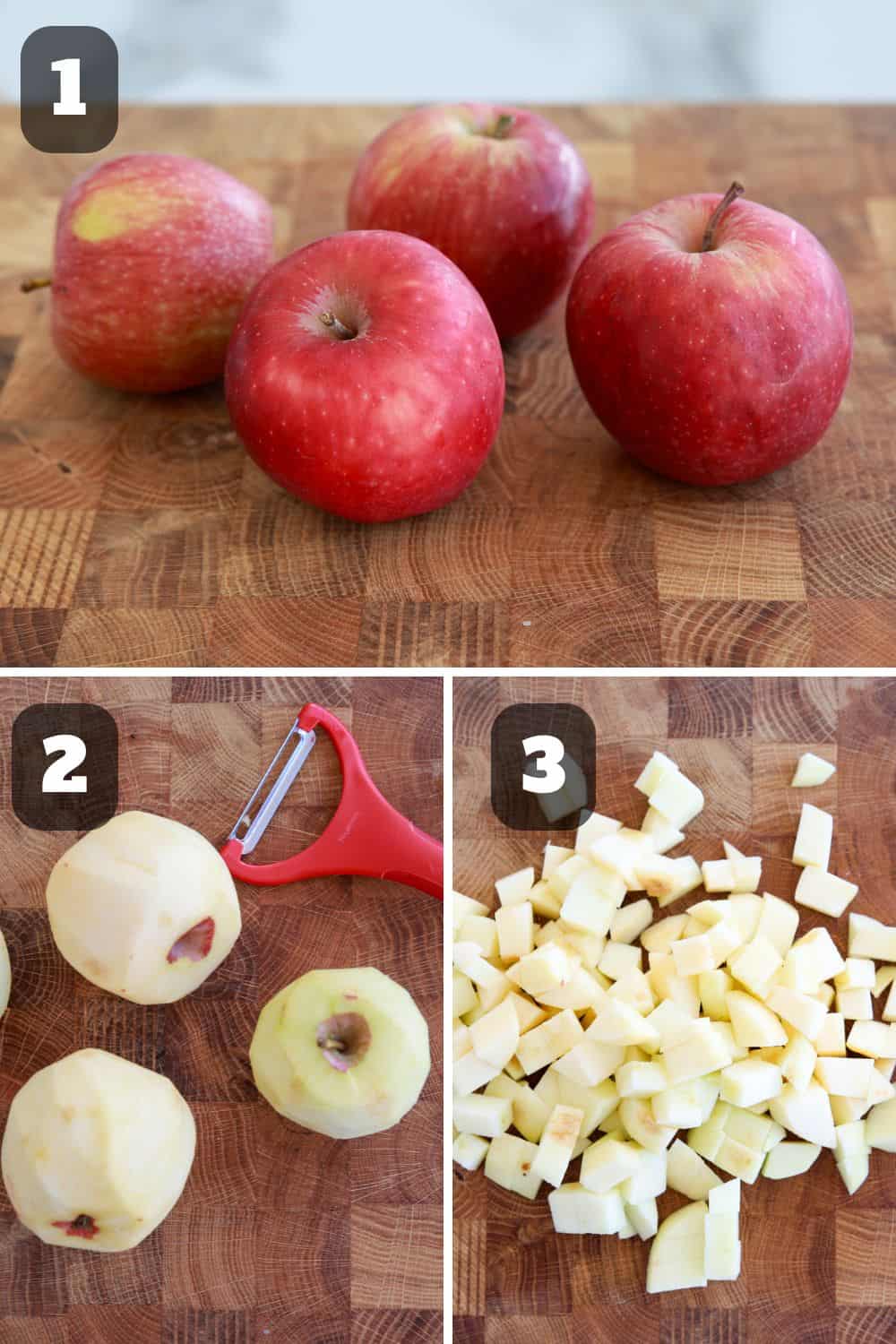 Peel and Dice the Apples for apple cake