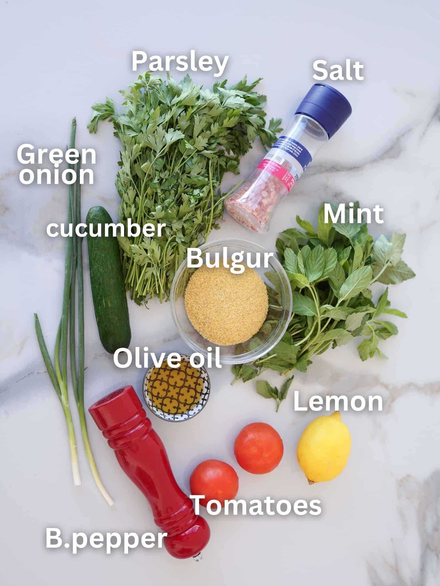 ingredients for tabbouleh salad