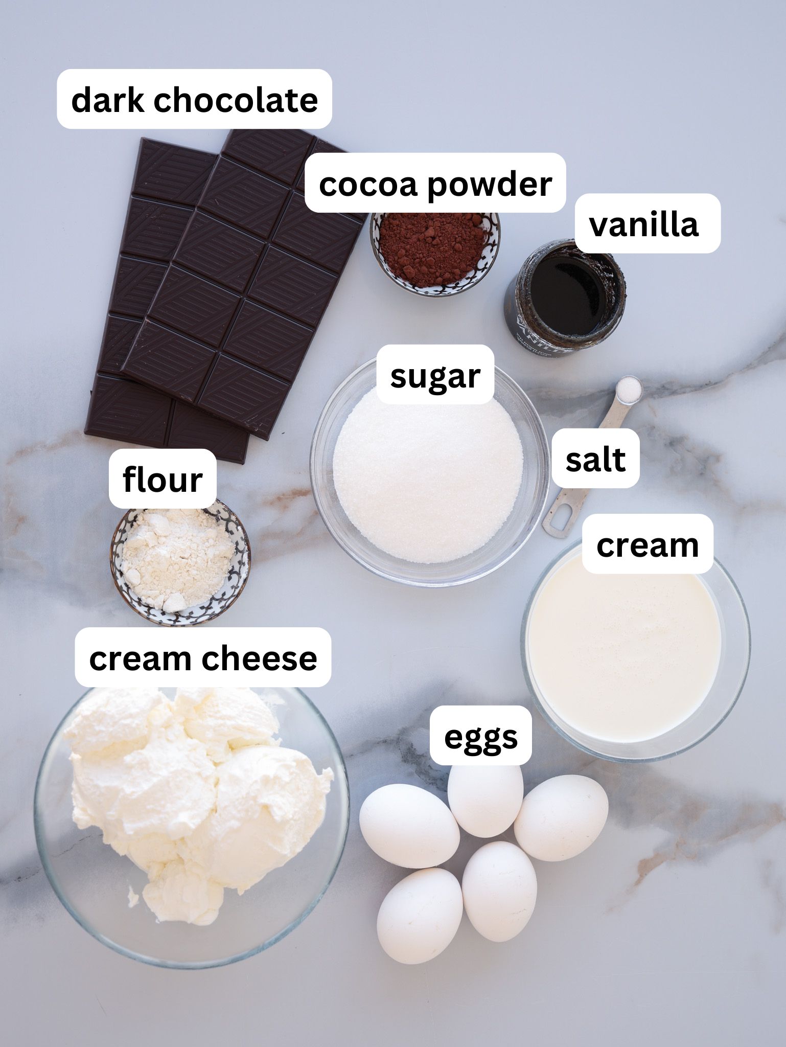 ingredients you need to make chocolate Basque cheesecake