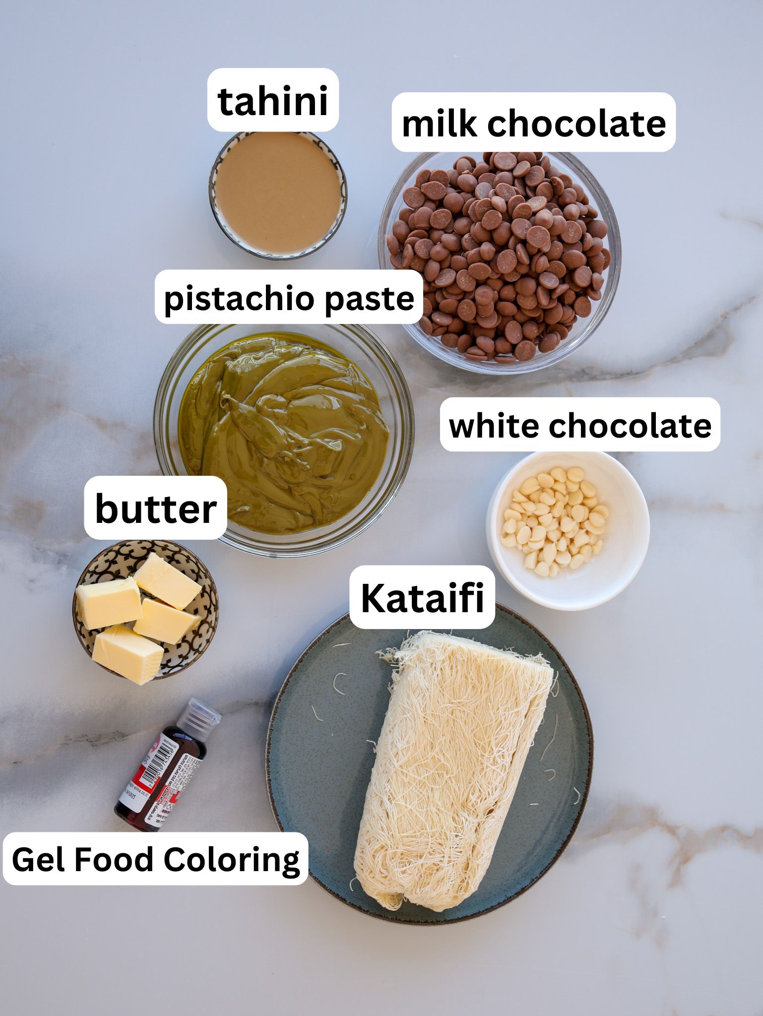 ingredients for dubai chocolate bar