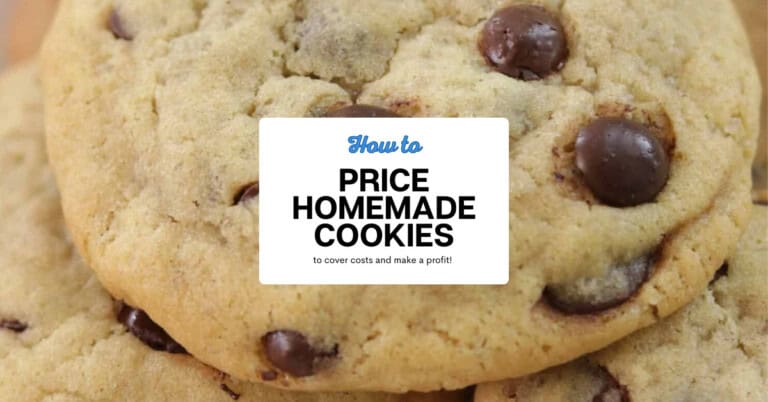 an image of chocolate chip cookies and text of how to price homemade cookies