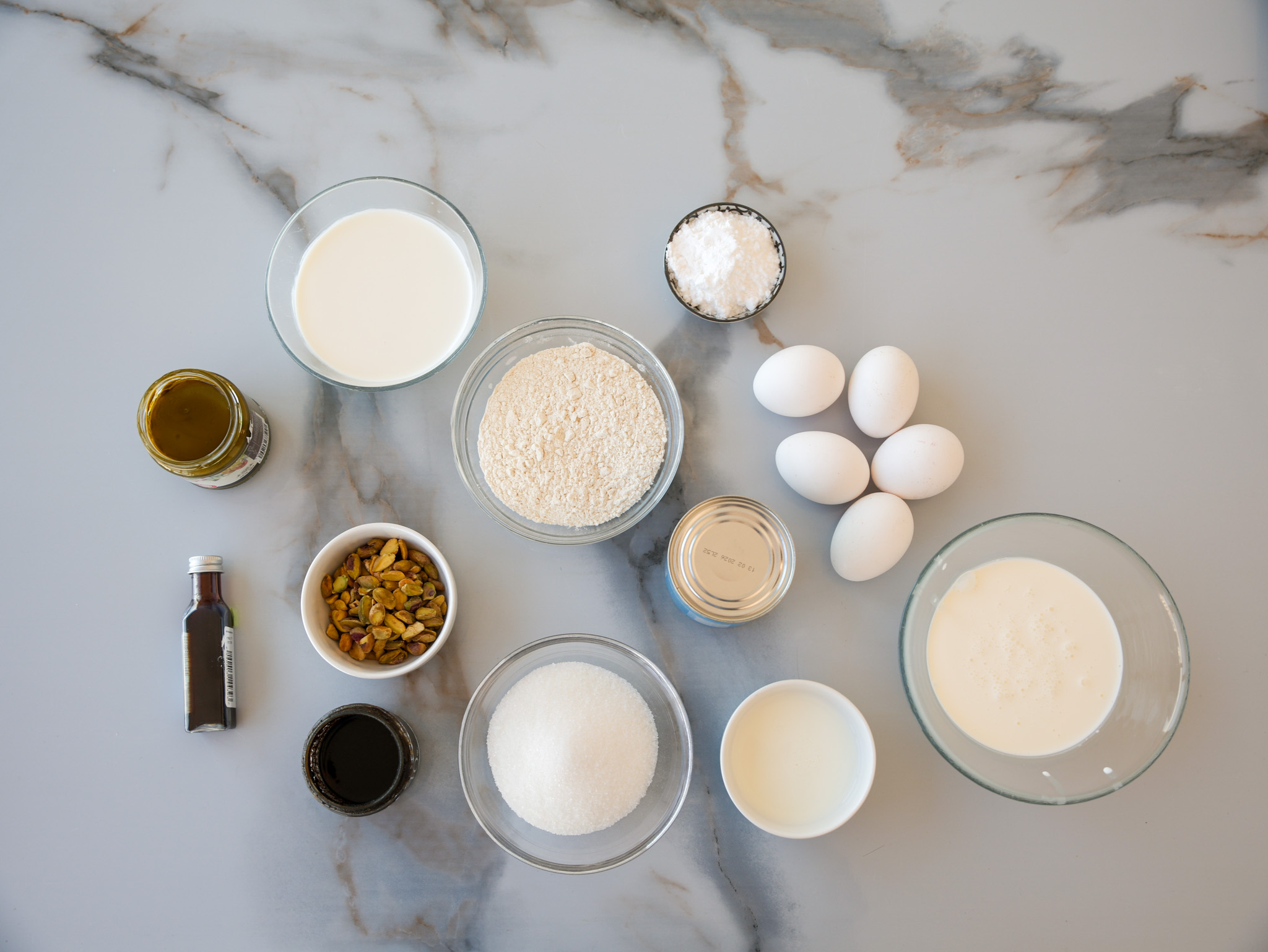 Ingredients for Pistachio Tres Leches Cake