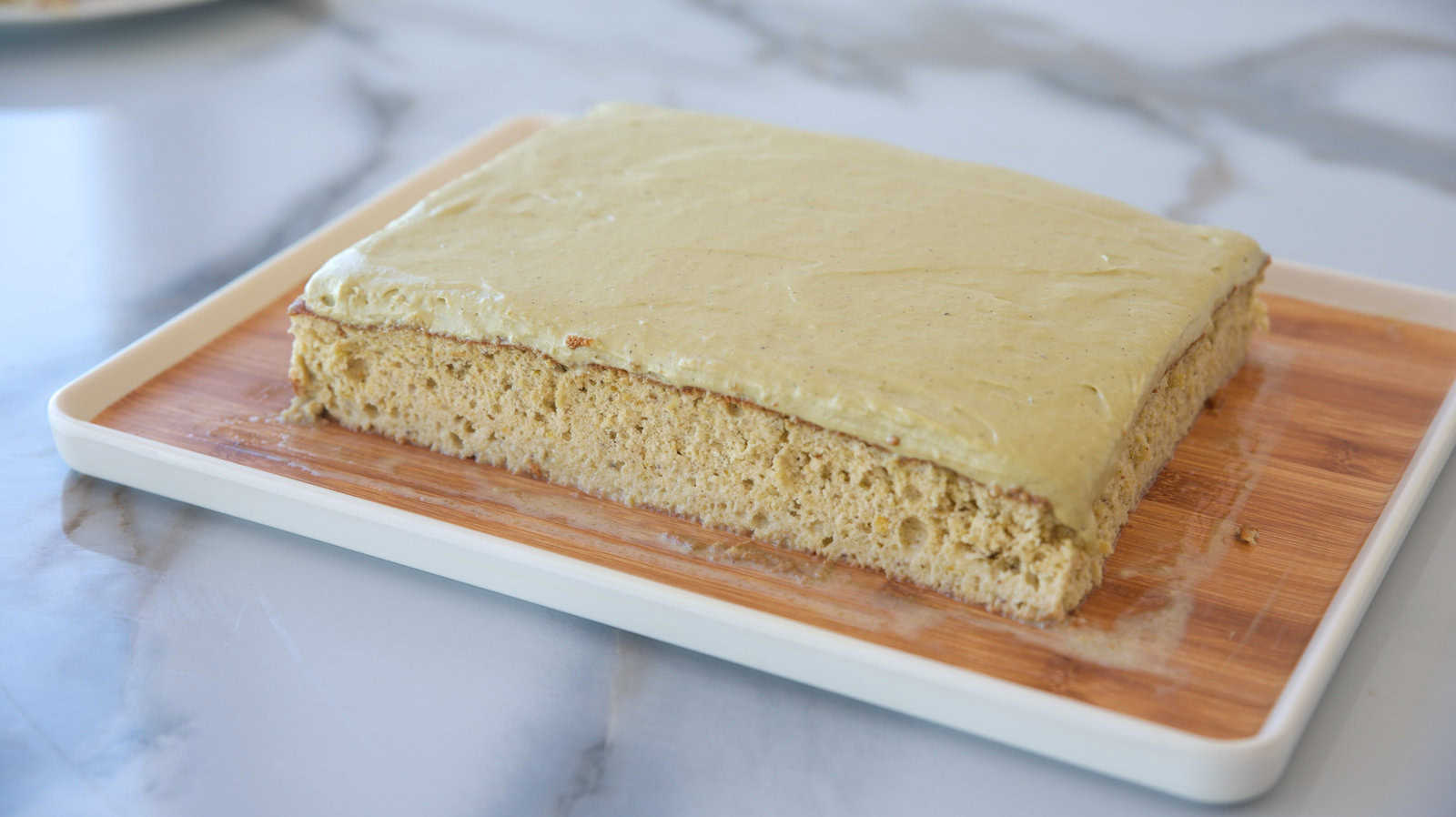 pistachio tres leches cake with pistachio frosting