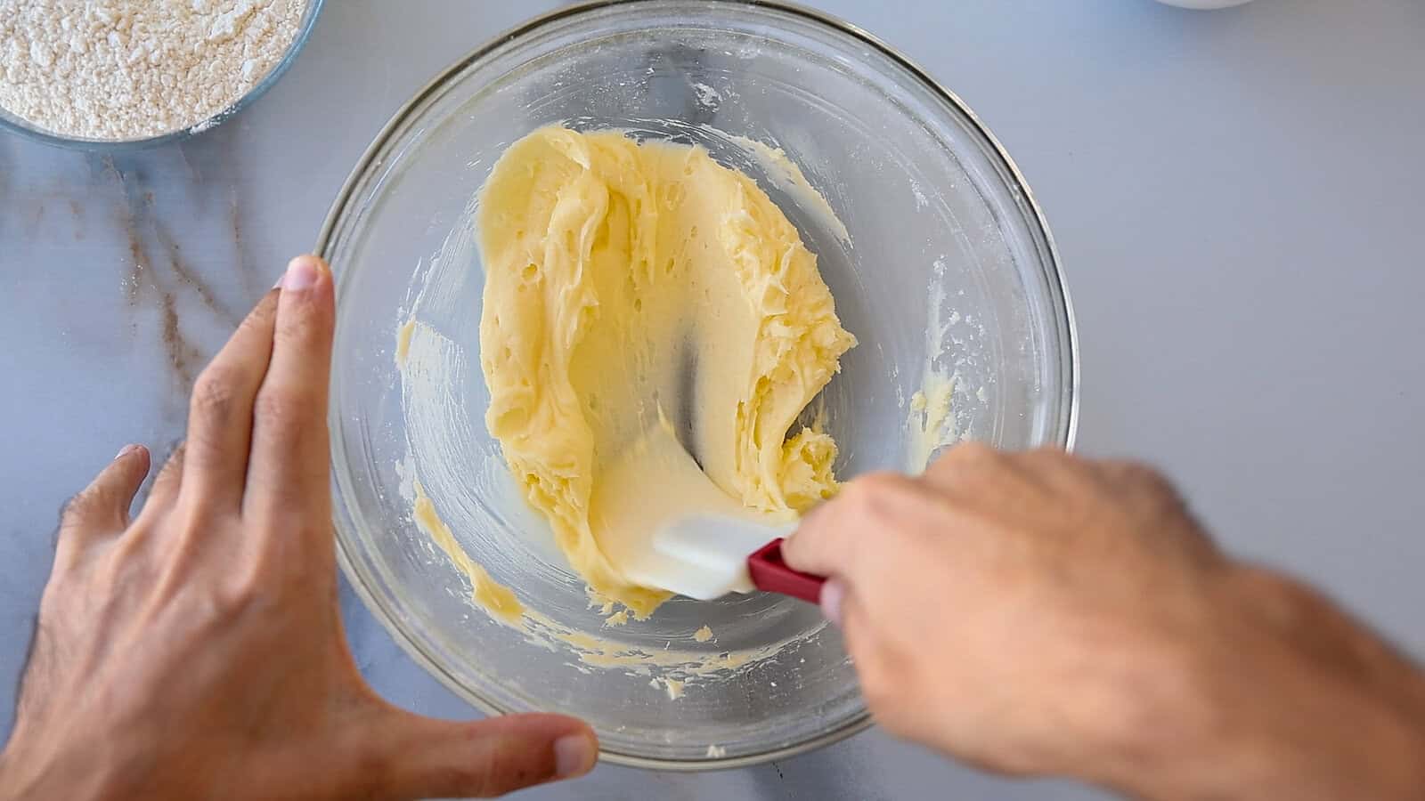 creaming butter and sugar to make cookie dough