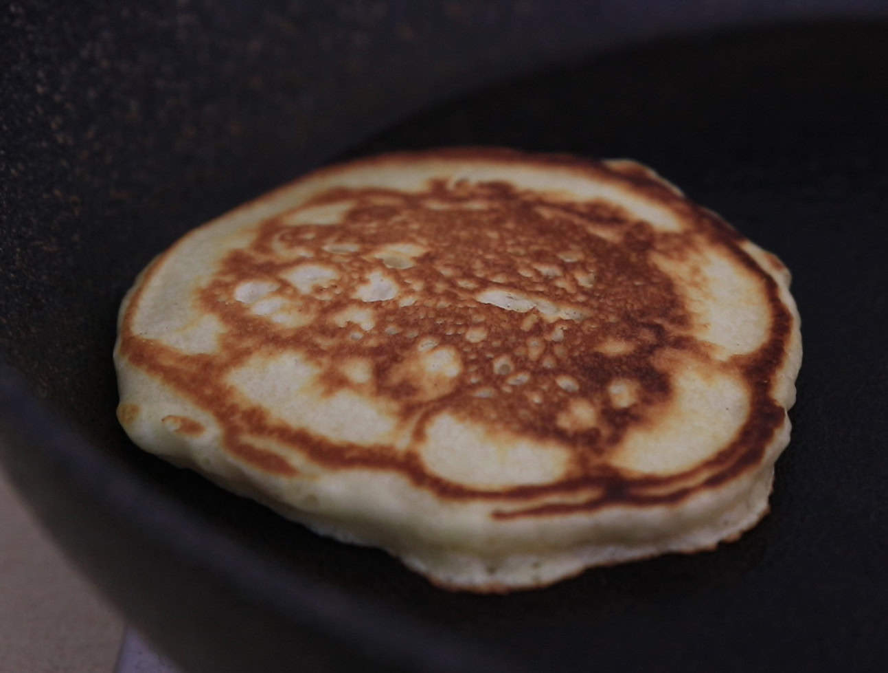 golden fluffy pancakes on a pan