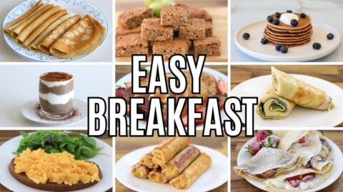 an image of 9 breakfast dishes and a text says easy breakfast