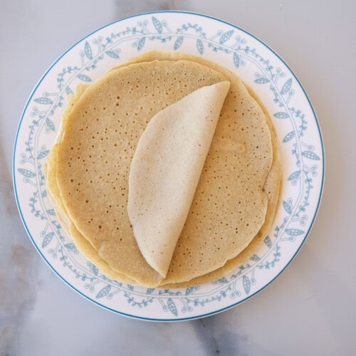 healthy quinoa crepes on a plate.