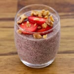 strawberry chia pudding in a glass