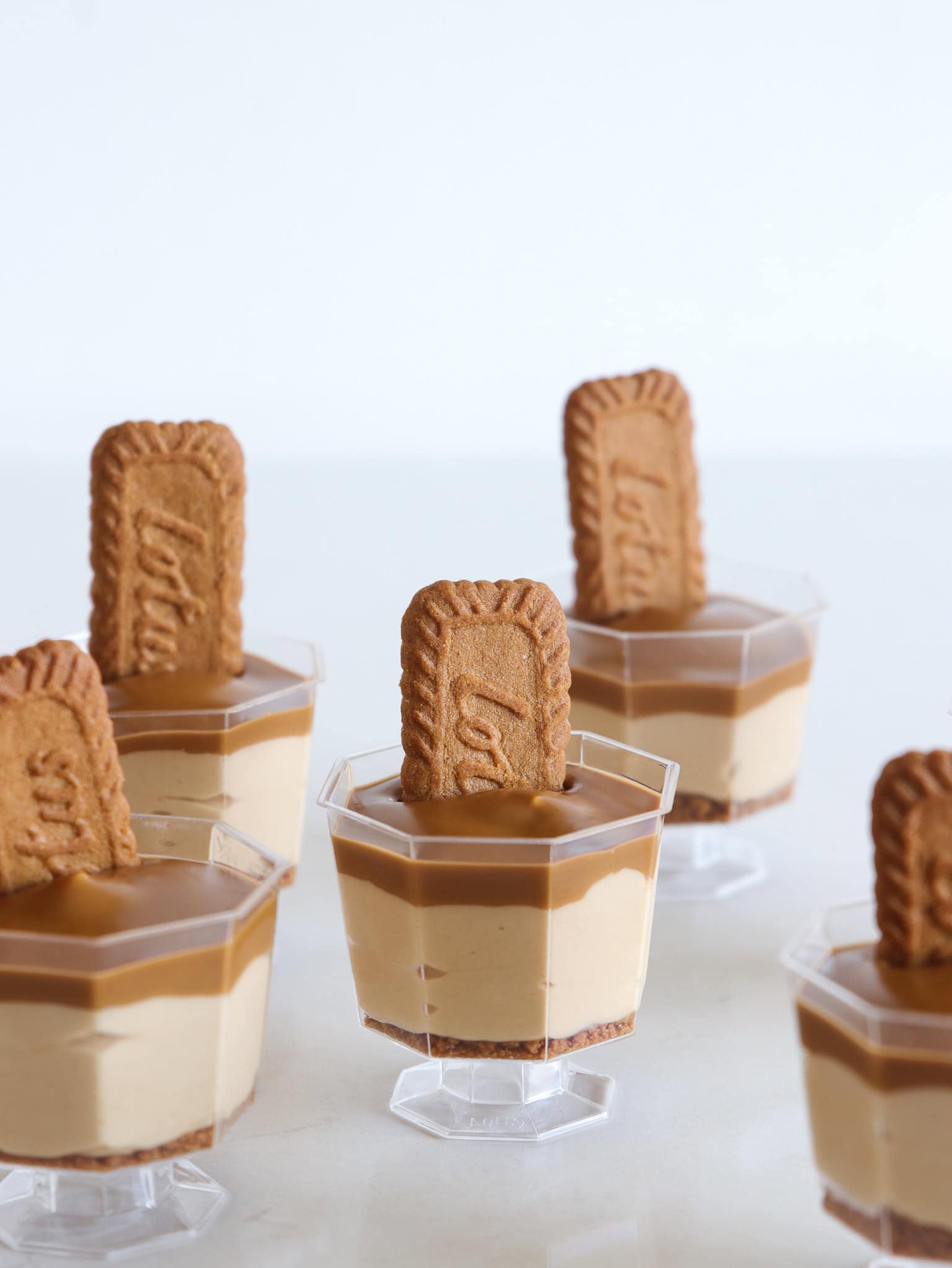 lotus biscoff mousse cups with biscoff cookies. 