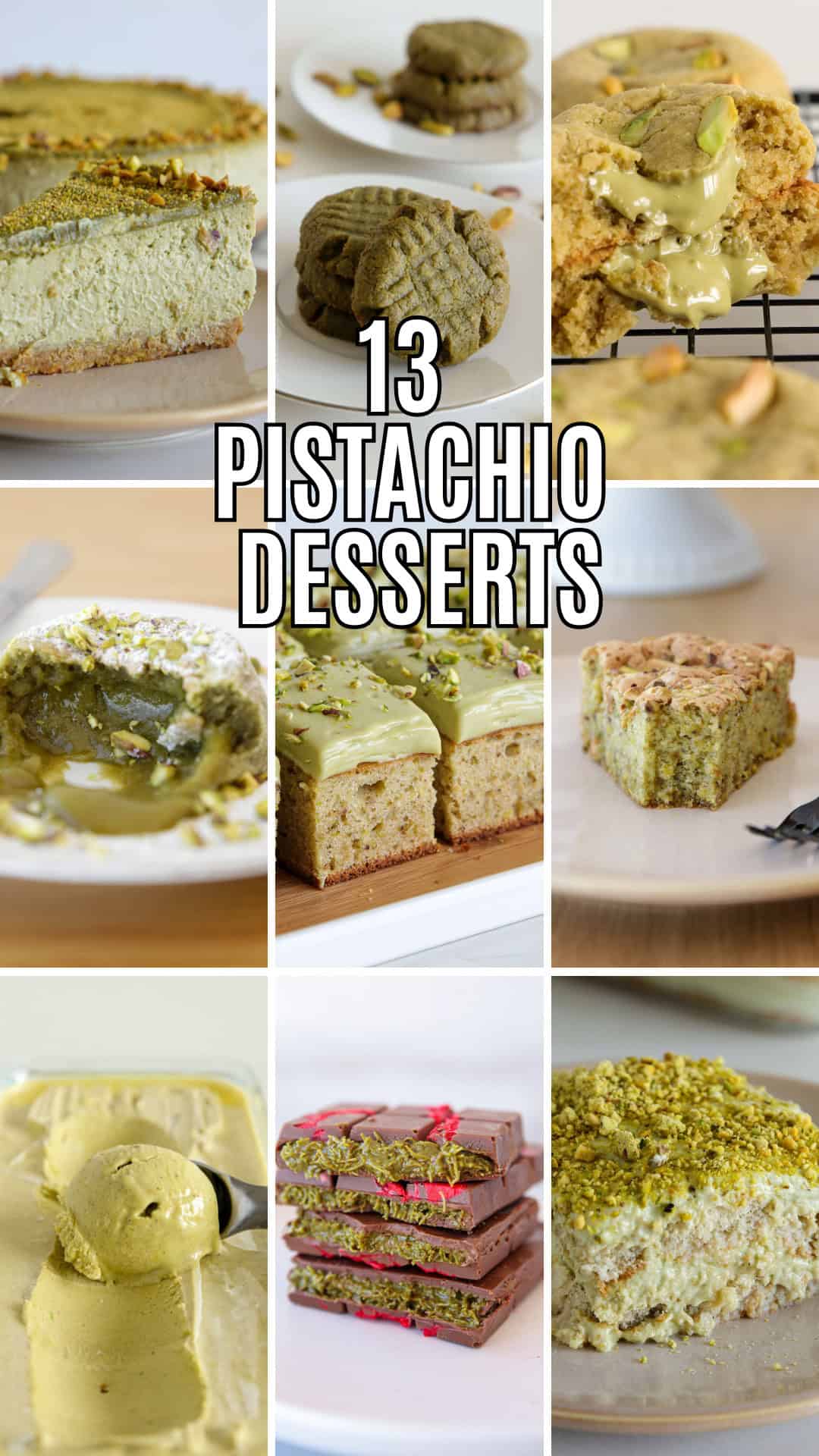 an image of 13 pistachio desserts