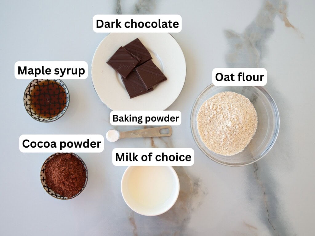 ingredients to make gluten free chocolate lava cake.