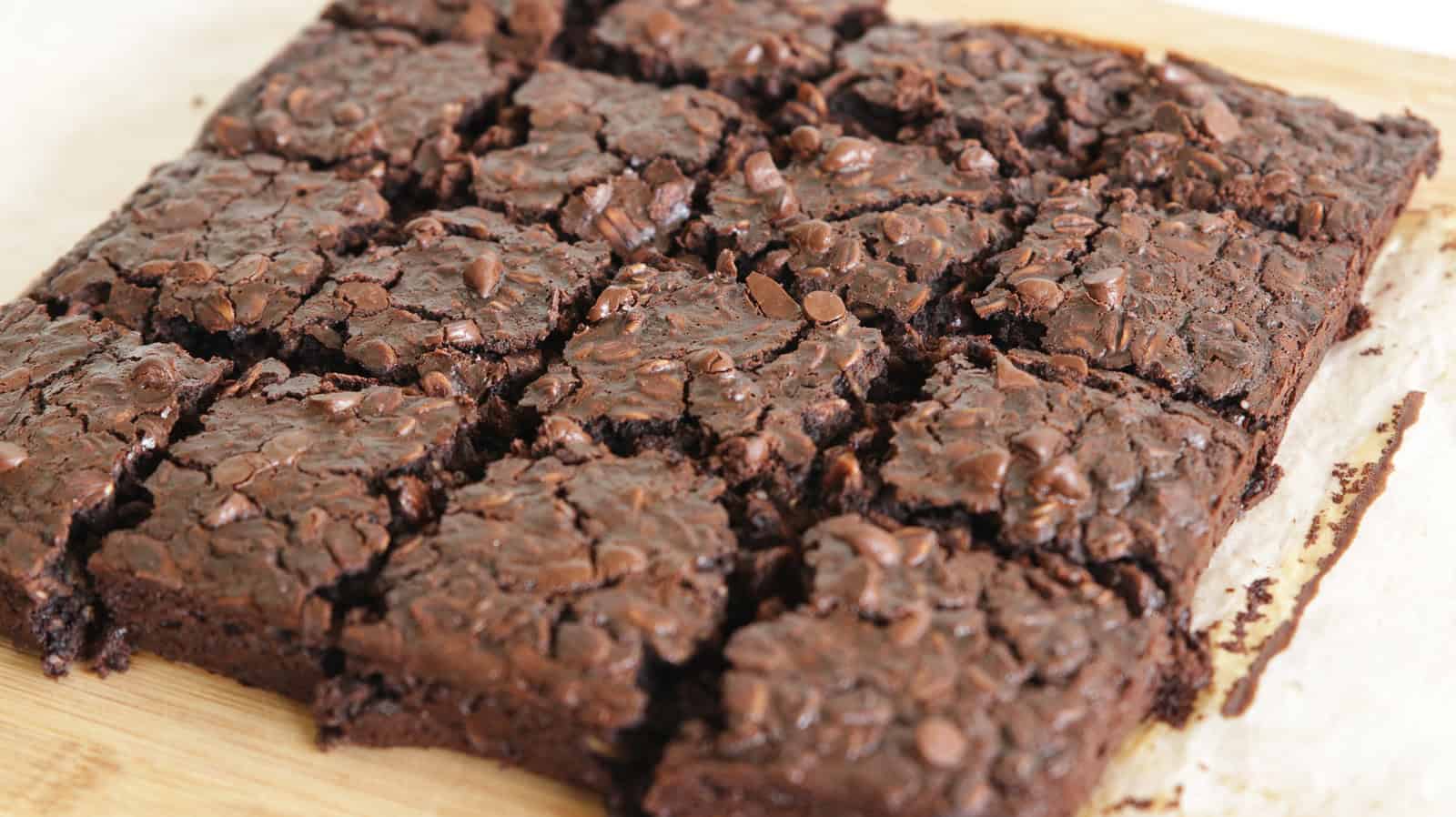 oatmeal brownies with chocolate chips on top