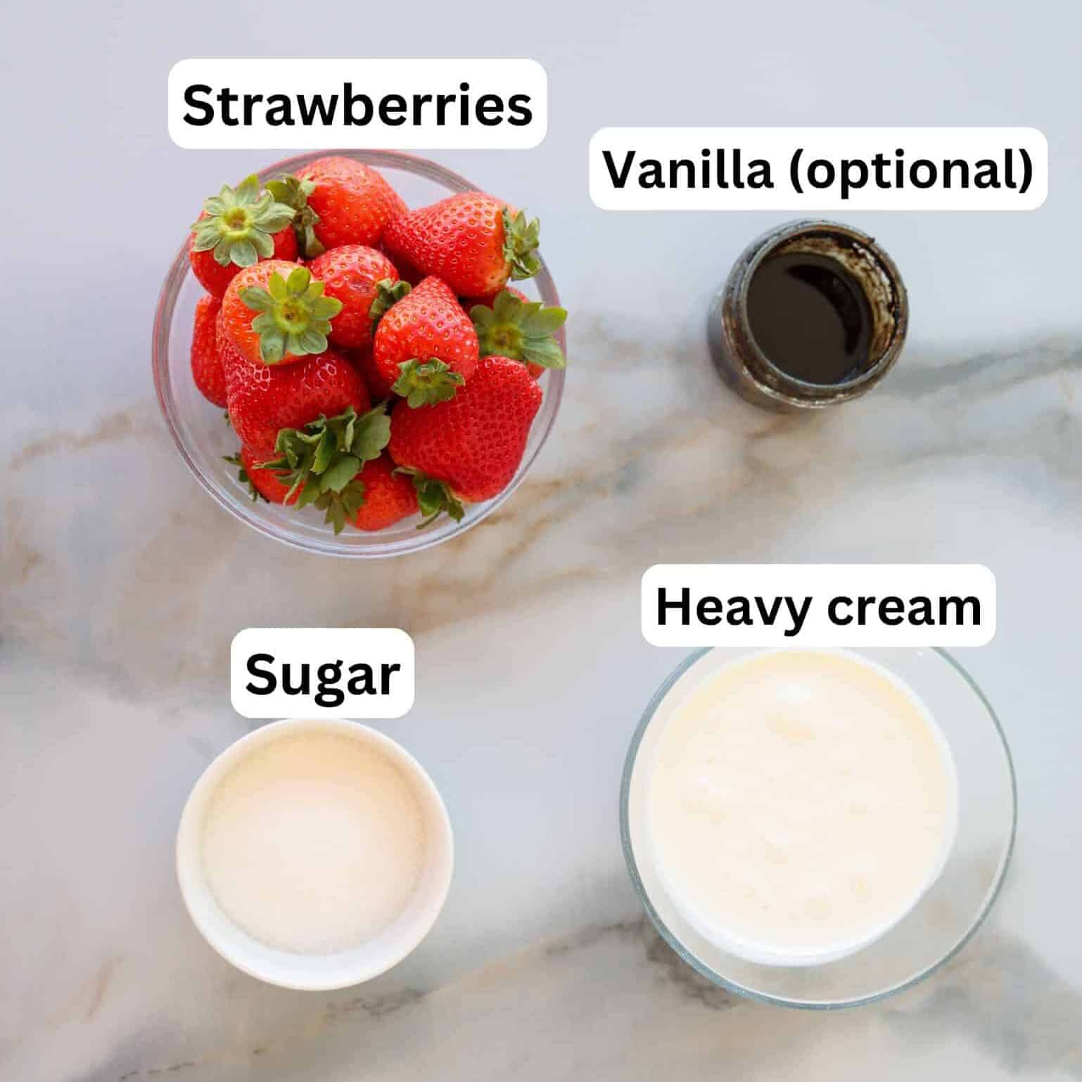 ingredients to make strawberry mousse.