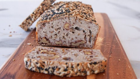 sliced buckwheat bread with seeds and nuts