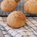 Cottage cheese buns on a towel