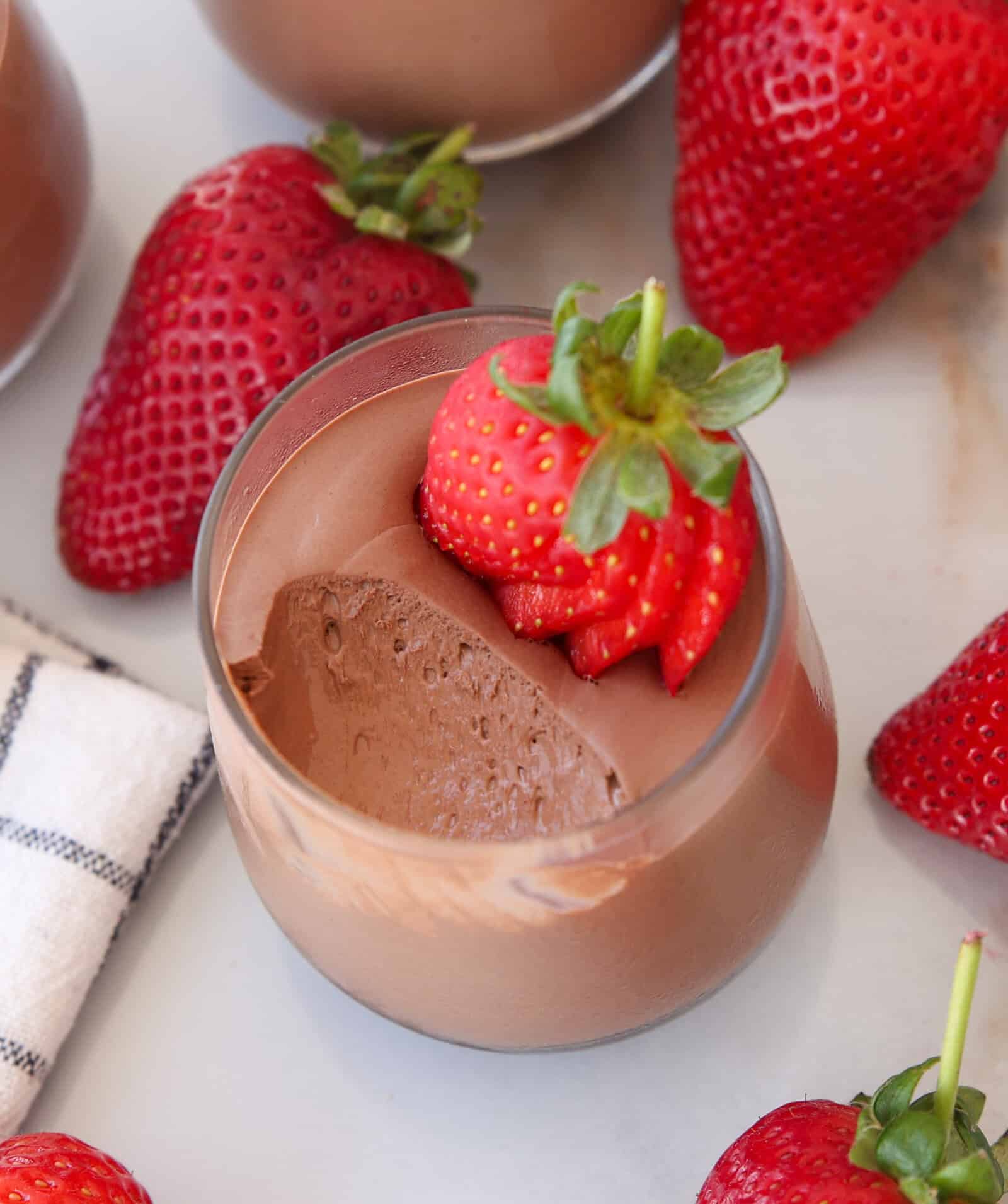 creamy chocolate mousse in a glass