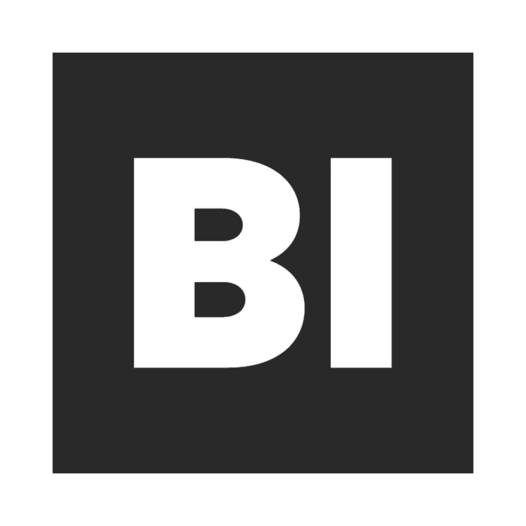 A black square with the bold white letters "BI" centered inside, representing a simple, modern logo design.