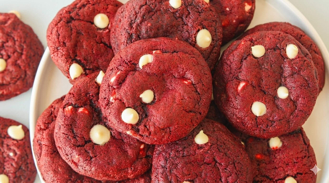 Red Velvet Cookies with White Chocolate Chips (Soft & Chewy)